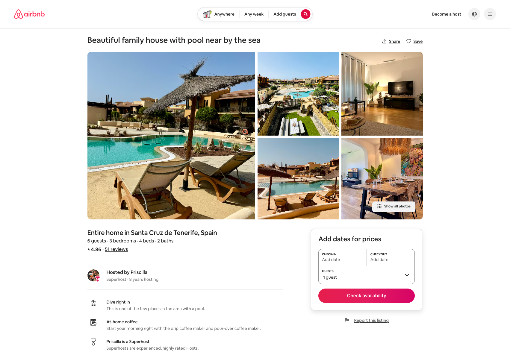 Airbnb listing in Tenerife